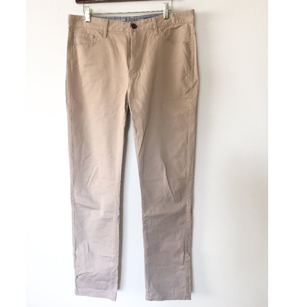 Men’s Giordano Modern Slim Fit Cotton Chino Khaki Pants Size 32x31
